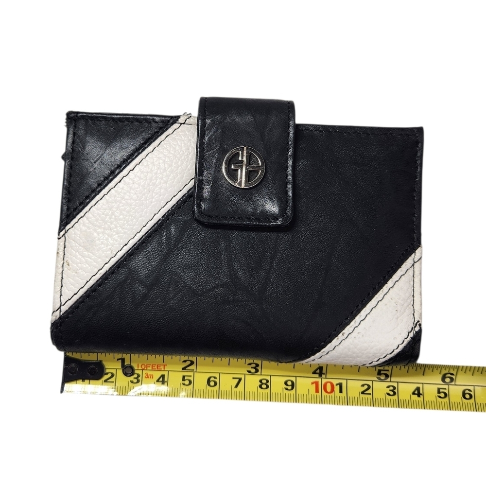 Giani Bernini Black & White Leather Colorblock Wallet Bifold Snap Close Moto - Picture 12 of 14